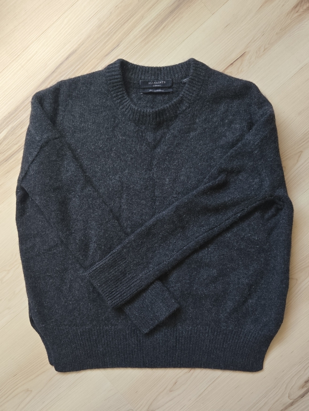 All Saints 100% Cashmere Sweater, Dark Grey, Size XS